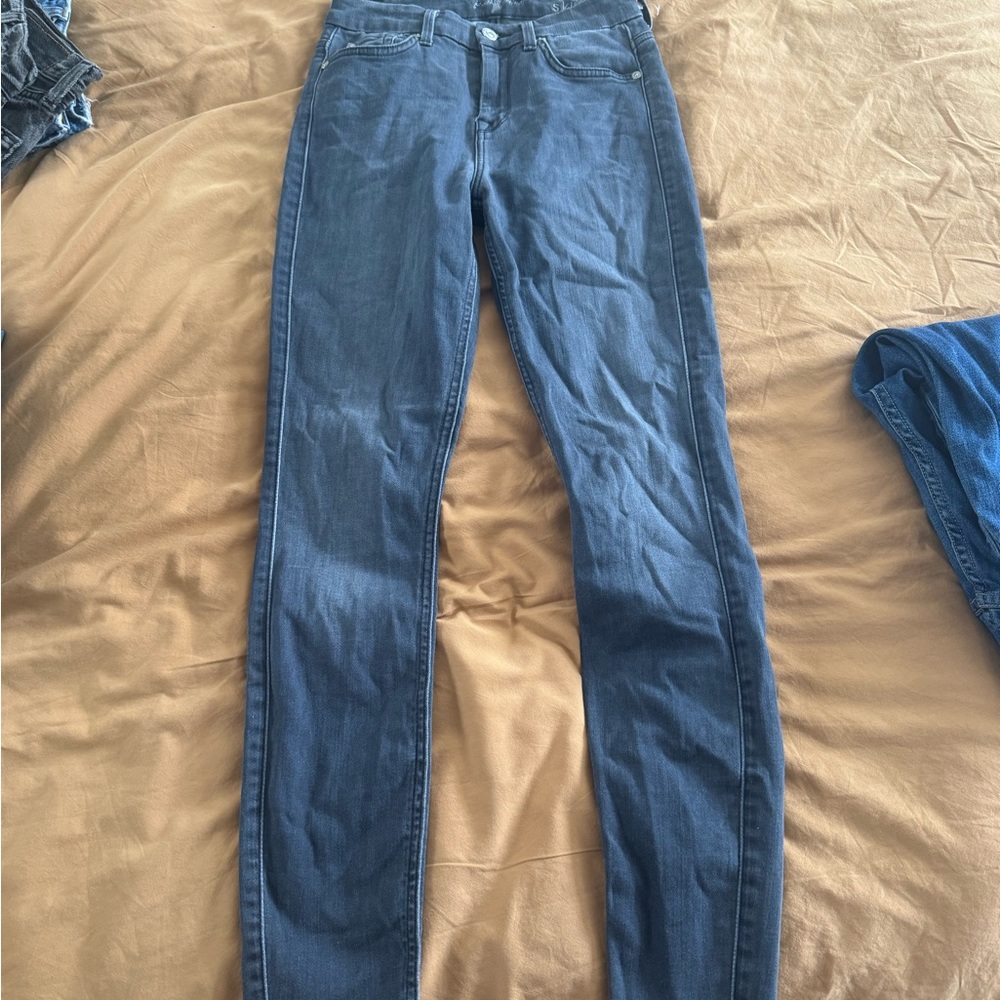 7 for all mankind high waist ankle skinny in grey